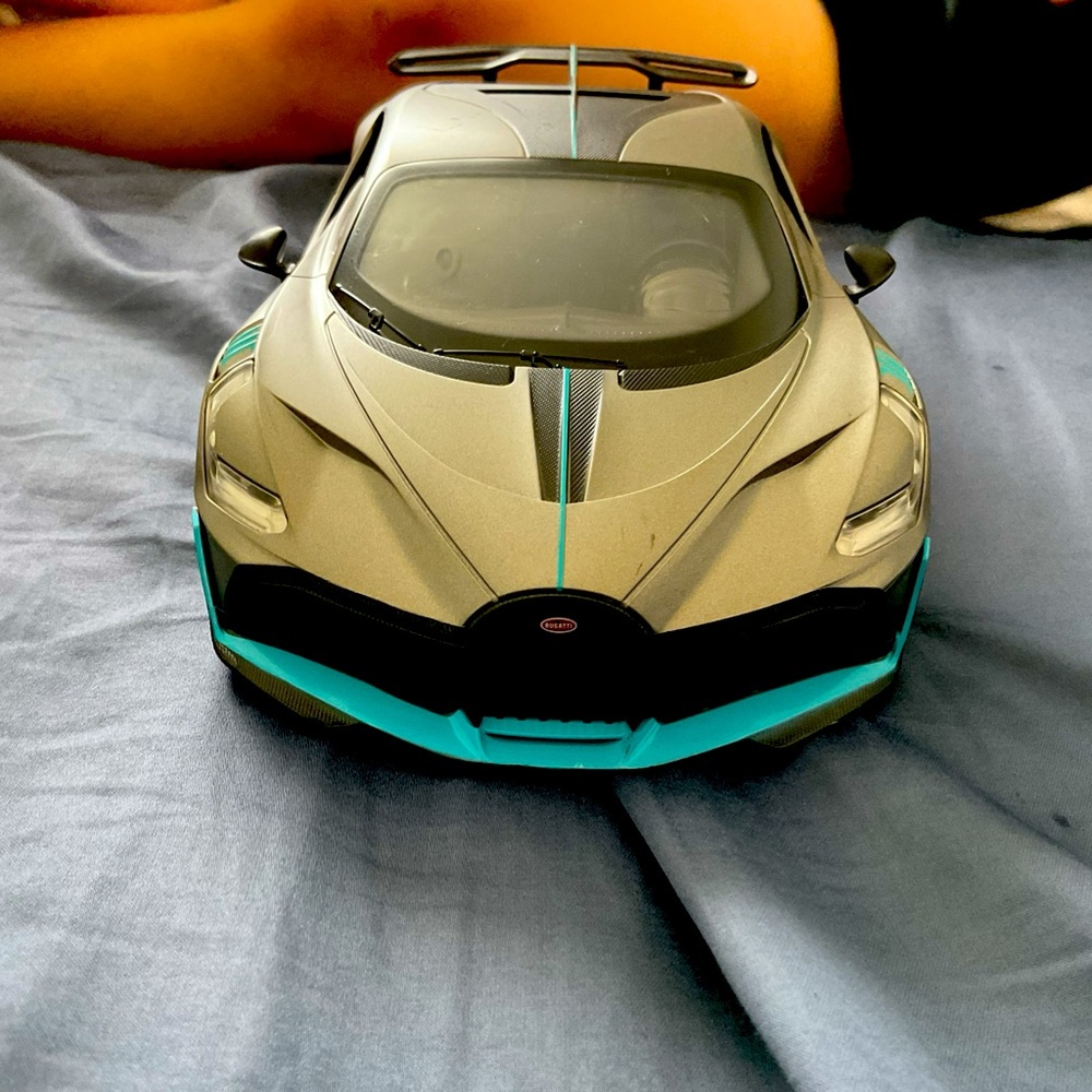 Bugatti Model Car with Teal Highlights